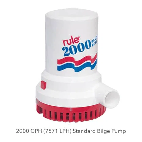 12 – RULE Bilge Pump, Submersible 2000 Gallon Per Hour 24 Volt With Thermal Overload Protection